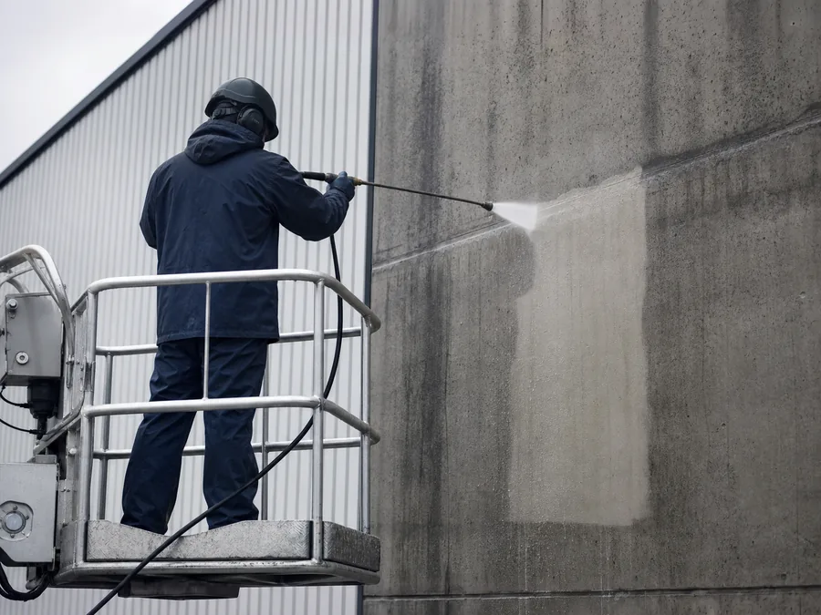Produits de nettoyage bâtiment et TP : lavage haute pression d'une façade