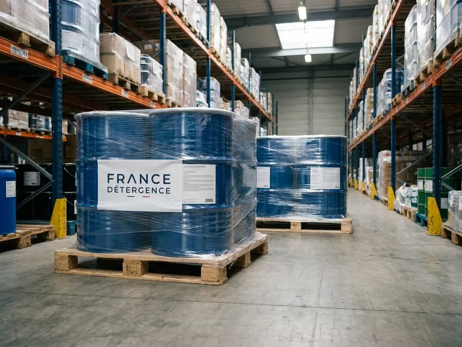 Fûts et bidons de produits de nettoyage professionnels en stock
